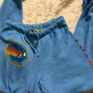 Aviator Nation Blue Joggers with Rainbow Logo